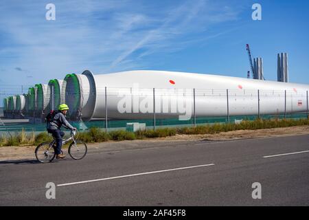 Siemens Gamesa wind turbine Blades, äußeren Hafen Great Yarmouth in Norfolk UK Stockfoto