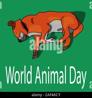 Hund auf dem Plakat für Welt Tier Tag. Vektor illustration Stock Vektor