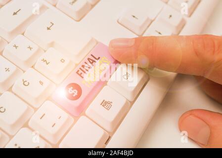 Text zeichen Abschließende Gedanken zu zeigen. Business Foto Text sollte letzten Sätze werden innerhalb ihrer Schlussfolgerungen Stockfoto