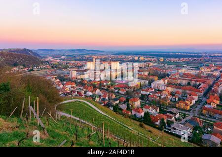 Romantische Landschaft und Stadtbild mit Weinbergen in Maribor Stockfoto