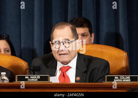 Us-Vertreter Jerrold Nadler (D-NY) spricht während der Markierung der Amtsenthebung des Repräsentantenhauses in Washington. Stockfoto