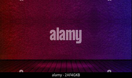 Studio Zimmer verlaufshintergrund, roten und blauen Gradienten brick wall für modernes Design Stockfoto