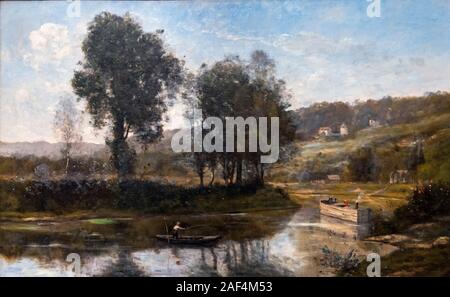 Der Biegung in der Seine bei Port-Marly von Jean-Baptiste-Camille Corot (1796-1875), Öl auf Leinwand, 1872 Stockfoto