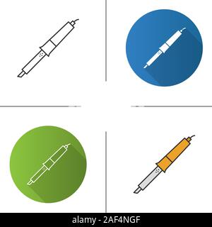 Lötkolben Symbol. Flache Bauweise, lineare und Farbe Stile. Solderer. Isolierte Vektorgrafiken Stock Vektor