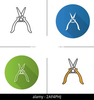 Bau Scherensymbol. Flache Bauweise, lineare und Farbe Stile. Isolierte Vektorgrafiken Stock Vektor