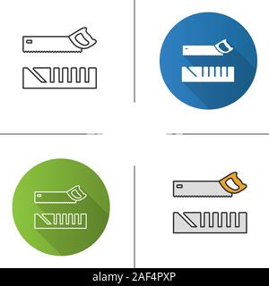 Mitre und griff Pad sah Symbol. Flache Bauweise, lineare und Farbe Stile. Isolierte Vektorgrafiken Stock Vektor