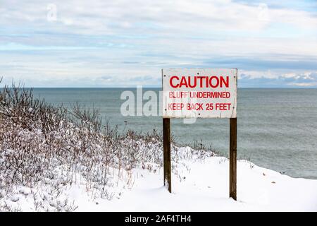 Warnschild an den Täuschungen in Montauk, New York Stockfoto