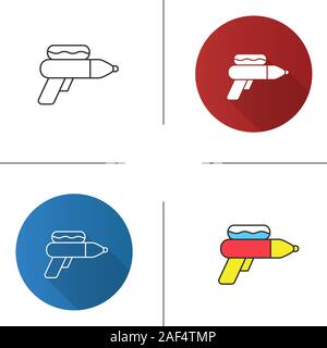 Wasserpistole Symbol. Flache Bauweise, lineare und Farbe Stile. Isolierte Vektorgrafiken Stock Vektor