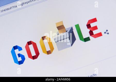 Google Suchmaschine auf allgemeinen Wahltag mit Stimmrecht, Screenshot, Großbritannien Stockfoto