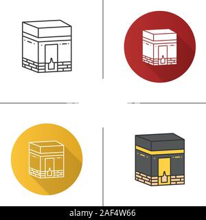 Die kaaba Symbol. Flache Bauweise, lineare und Farbe Stile. Hadsch. Muslimische Heiligtum. Isolierte Vektorgrafiken Stock Vektor