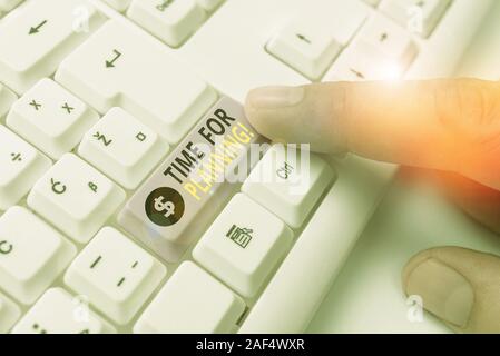Text zeichen Zeit für die Planung. Business Foto text Ausübung bewusste Kontrolle über bestimmte Aktivitäten aufgewendet Stockfoto