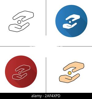 Islamische zakat Symbol. Flache Bauweise, lineare und Farbe Stile. Spende. Almosen geben. Isolierte Vektorgrafiken Stock Vektor