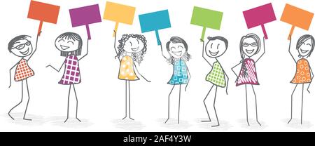 Eine Gruppe von Menschen demonstrieren mit Zeichen Stock Vektor