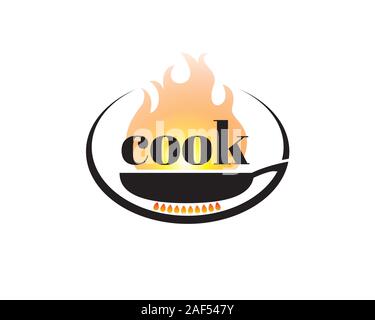 Schreiben kochen Feuer Flamme Essen Restaurant Chef logo Stock Vektor