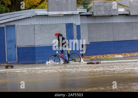 November 1, 2019: Hochwasser im Dorf Saint Johnsville, Montgomery County, New York, USA. Stockfoto