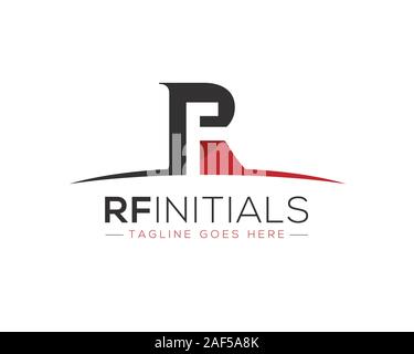 Rot Schwarz R F erste anagram Logo Stock Vektor