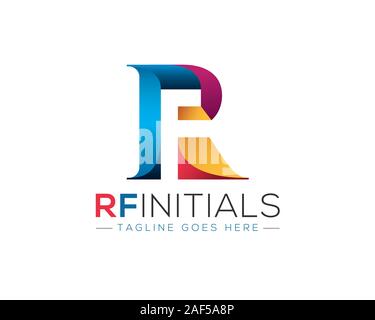 Bunte R F erste anagram Logo 2019 Stil Stock Vektor