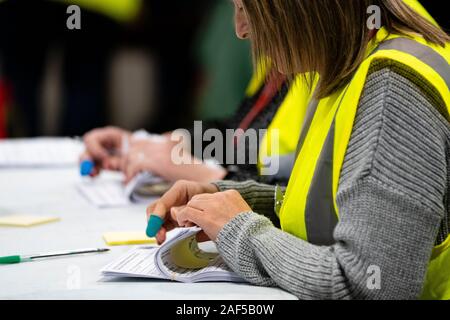 Edinburgh, Schottland, Großbritannien. 12. Dezember 2019. Parlamentarischen Wahlen Grafen an der Royal Highland Centre in Edinburgh. Iain Masterton/Alamy leben Nachrichten Stockfoto