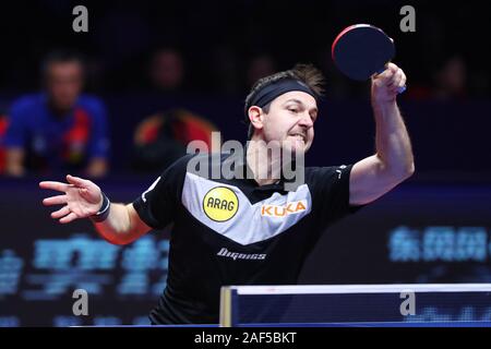 Zhengzhou, China. 12 Dez, 2019. Timo Boll (GER) Tischtennis: 2019 ITTF World Tour Grand Finale Männer Singles Runde 16 in Zhengzhou Olympic Sports Centre in Zhengzhou, China. Credit: Naoki Nishimura/LBA SPORT/Alamy leben Nachrichten Stockfoto