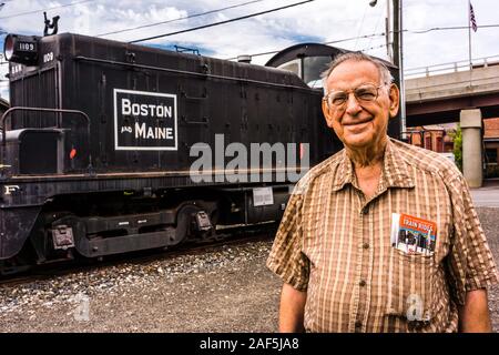 Kurator der Railroad Museum von New England Thomaston, Connecticut, USA Stockfoto