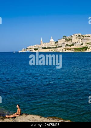 Die Ansicht von Maltas Hauptstadt Valletta, die von der UNESCO als Weltkulturerbe anerkannt wurde. Stockfoto