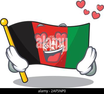 Verlieben niedlich Flagge afghanistan Blättern cartoon Maskottchen Design. Vector Illustration Stock Vektor