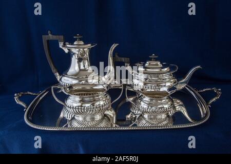 Englisch Silber Kaffee Set, 19. Stockfoto