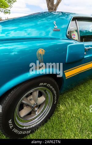 Ein original Lager 1969 Shelby GT 500 Ford Mustang in der Moabiter April Aktion Auto Show in Moab, Utah. Stockfoto