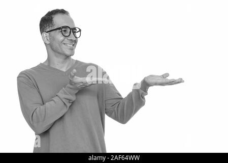 Reifen glücklich Persischen Mann streckte beide Hände Stockfoto