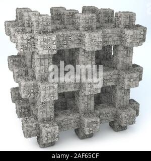 Sci-Fi-Raster Form 3D-Darstellung Stockfoto
