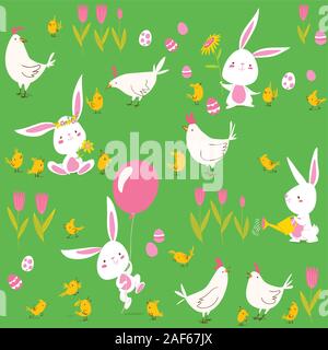 Vektor nahtlose Muster für Ostern und Frühling Stock Vektor