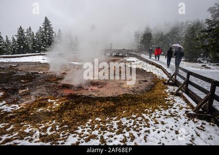 Red Wasserspeier thermische im Yellowstone National Park, USA Vent Stockfoto