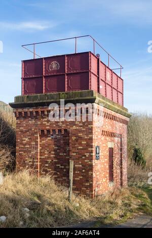 Wasserturm in Appleby Bahnhof an der Bahnstrecke Carlile zu vereinbaren. Stockfoto