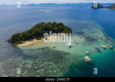 Luftaufnahme von CYC Beach, Coron, Palawan, Philippinen Stockfoto