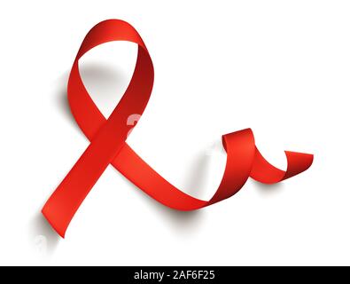 Realistische red ribbon auf weißem Hintergrund, welt-aids-tag Symbol am 1. Dezember. Weltkrebstag Symbol, den 4. Februar. Design Template. Vektor i Stock Vektor