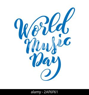 World Music Tag. Vorlage für Poster mit handgezeichneten Schriftzug. Vector Illustration. Stock Vektor