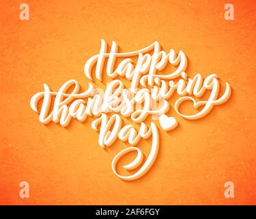 Hand Happy Thanksgiving Tag gezeichnet Schrift Typografie Poster. Vector Illustration. Stock Vektor