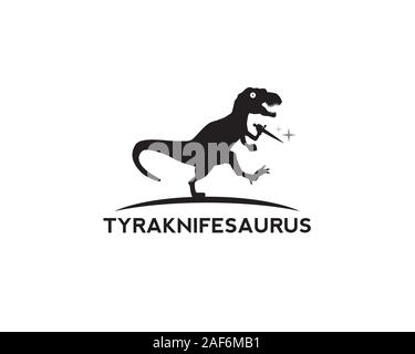 Tyrannosaurus Rex auf der Jagd nach etwas und halten Messer Stock Vektor