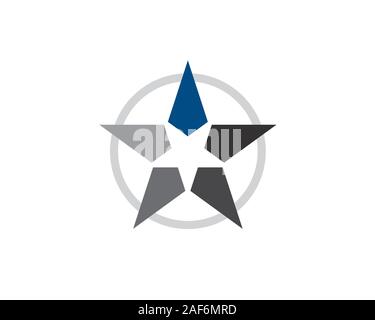 Negative Space Star inside Big Star mit Kreis Hintergrund Stock Vektor