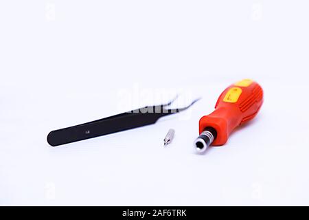 Die präzise Schraubenzieher für das Handy Laptop hit Stockfoto