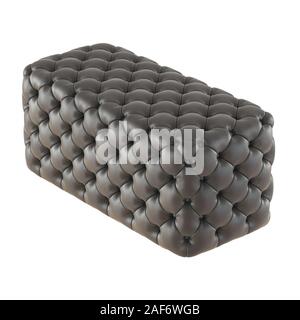 Gesteppte Leder rechteckig Pouf auf isolierten Hintergrund. 3D-Rendering Stockfoto