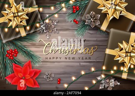 Weihnachten und Neujahr Hintergrund Stock Vektor