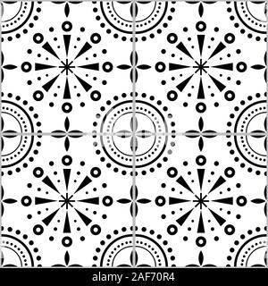 Spanischen oder portugiesischen Kacheln vector Pattern - Azulejos gefliesten nahtloses Design mit geometrischen, abstrakten Formen Stock Vektor