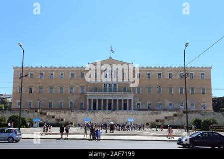 Athen, Griechenland - 20. Juli 2019: Der Sitz des Griechischen Parlaments Stockfoto