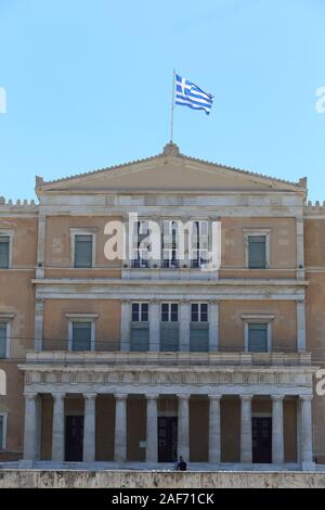Athen, Griechenland - 20. Juli 2019: Der Sitz des Griechischen Parlaments Stockfoto