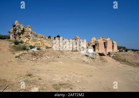 Griechenland, Epirus, Amphitheater im antiken Stätte von Nikopolis in der Nähe von Preveza Stockfoto