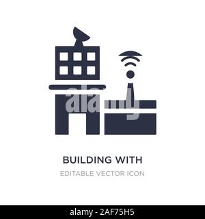 Gebäude mit Antenne Symbol auf weißem Hintergrund. Einfaches element Abbildung von Gebäuden Konzept. Gebäude mit Antenne Symbol Design. Stock Vektor