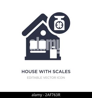 Haus mit Waage Symbol auf weißem Hintergrund. Einfaches element Abbildung von Gebäuden Konzept. Haus mit Waage Symbol Design. Stock Vektor