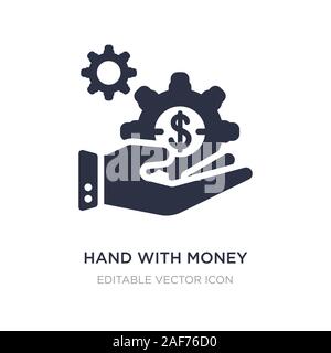 Hand mit Geld gang Symbol auf weißem Hintergrund. Einfaches element Abbildung von Business Konzept. Hand mit Geld gang Symbol Design. Stock Vektor