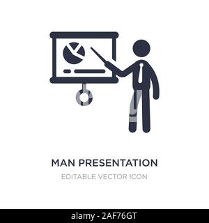 Mann Präsentation Symbol auf weißem Hintergrund. Einfaches element Abbildung von Business Konzept. Mann Präsentation Symbol Design. Stock Vektor